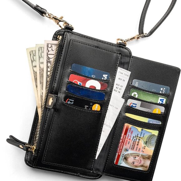 Womens Crossbody Wallet & Phone Case | iPhone/Samsung/LG Magnet Cell Pouch & Han - Picture 2 of 8